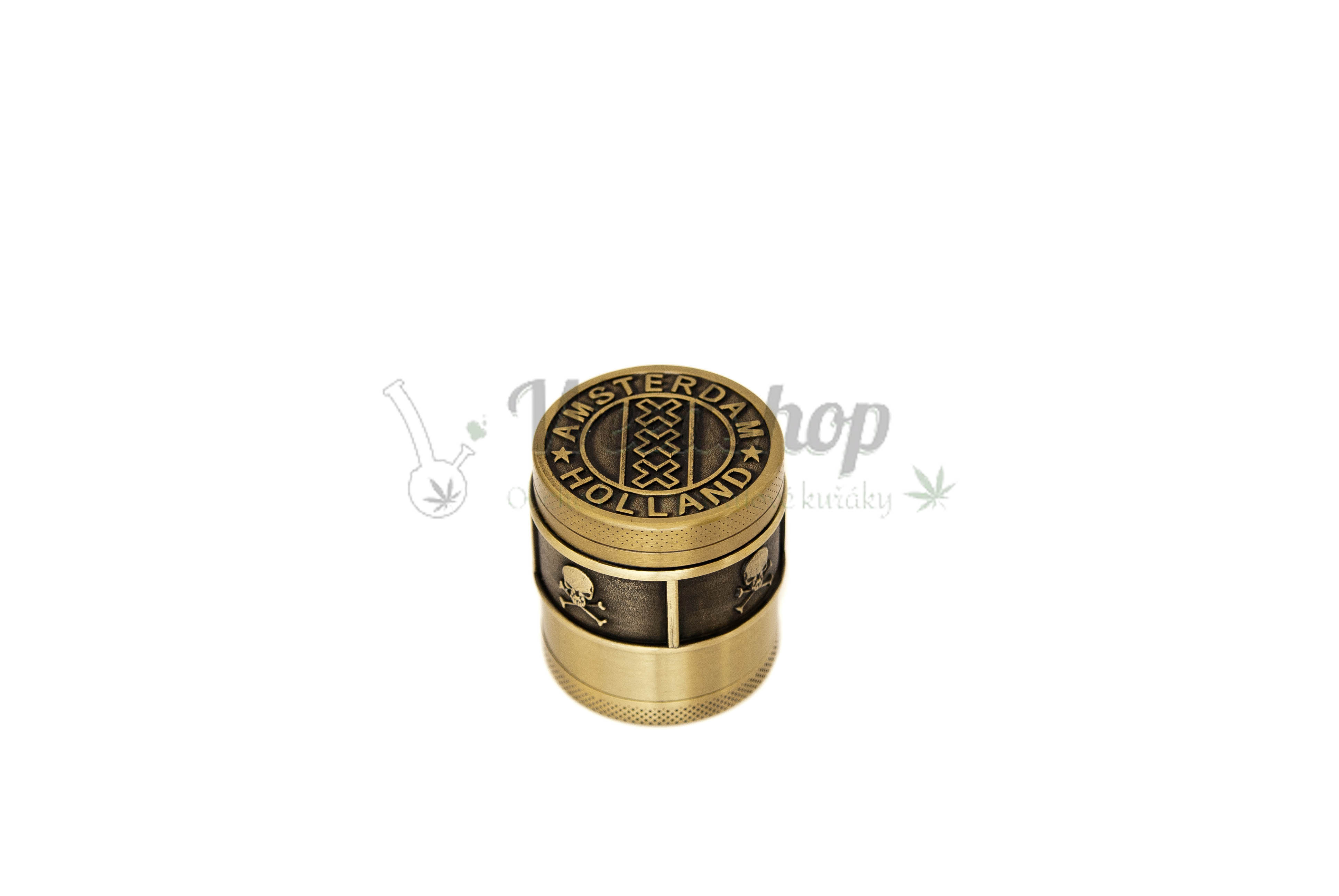 WeedShop Čtyřdílná drtička tabáku - bronzová Amsterdam ø 4 cm Varianty: AMS