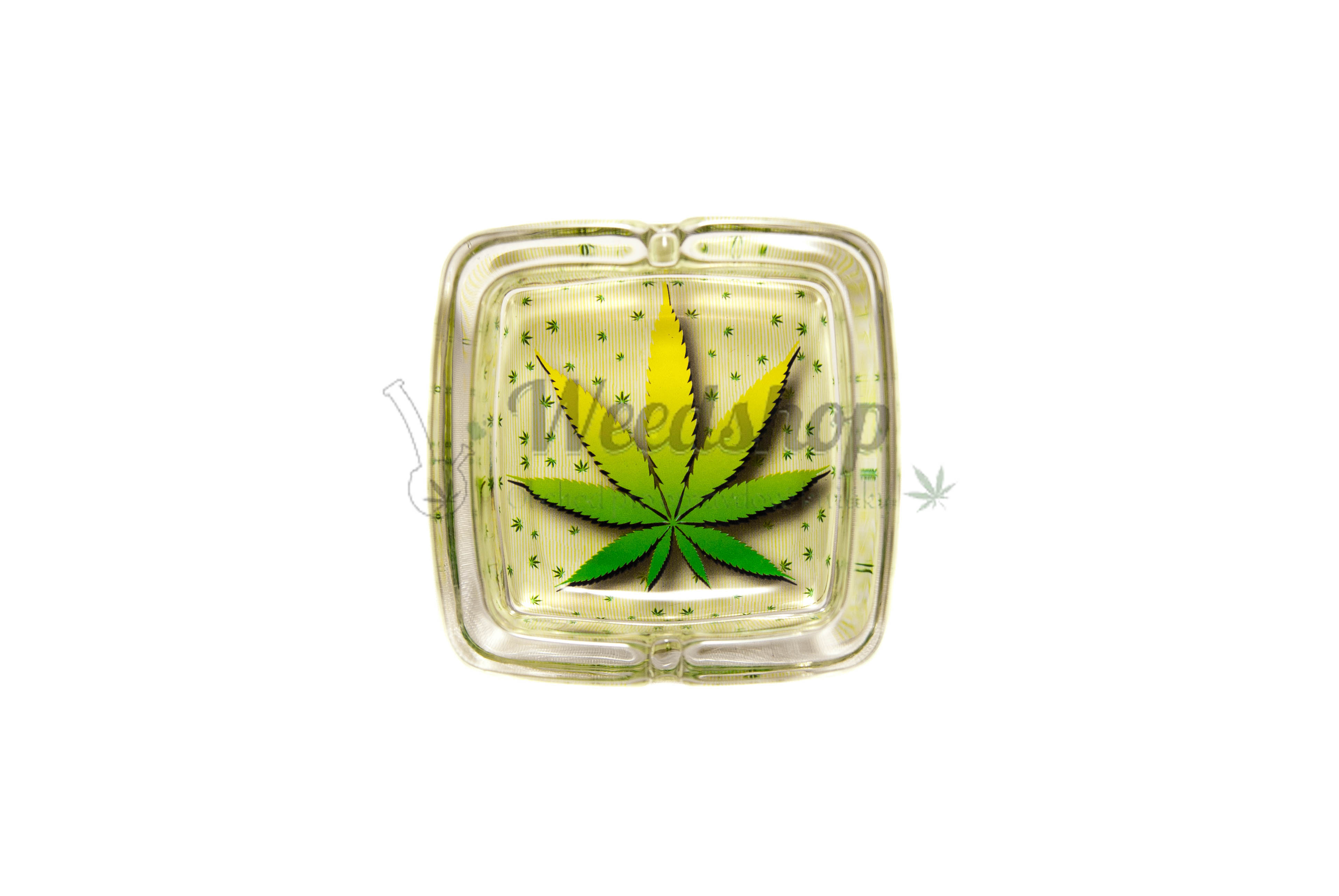 WeedShop Skleněný popelník hranatý - List konopí Varianty: List mini listy