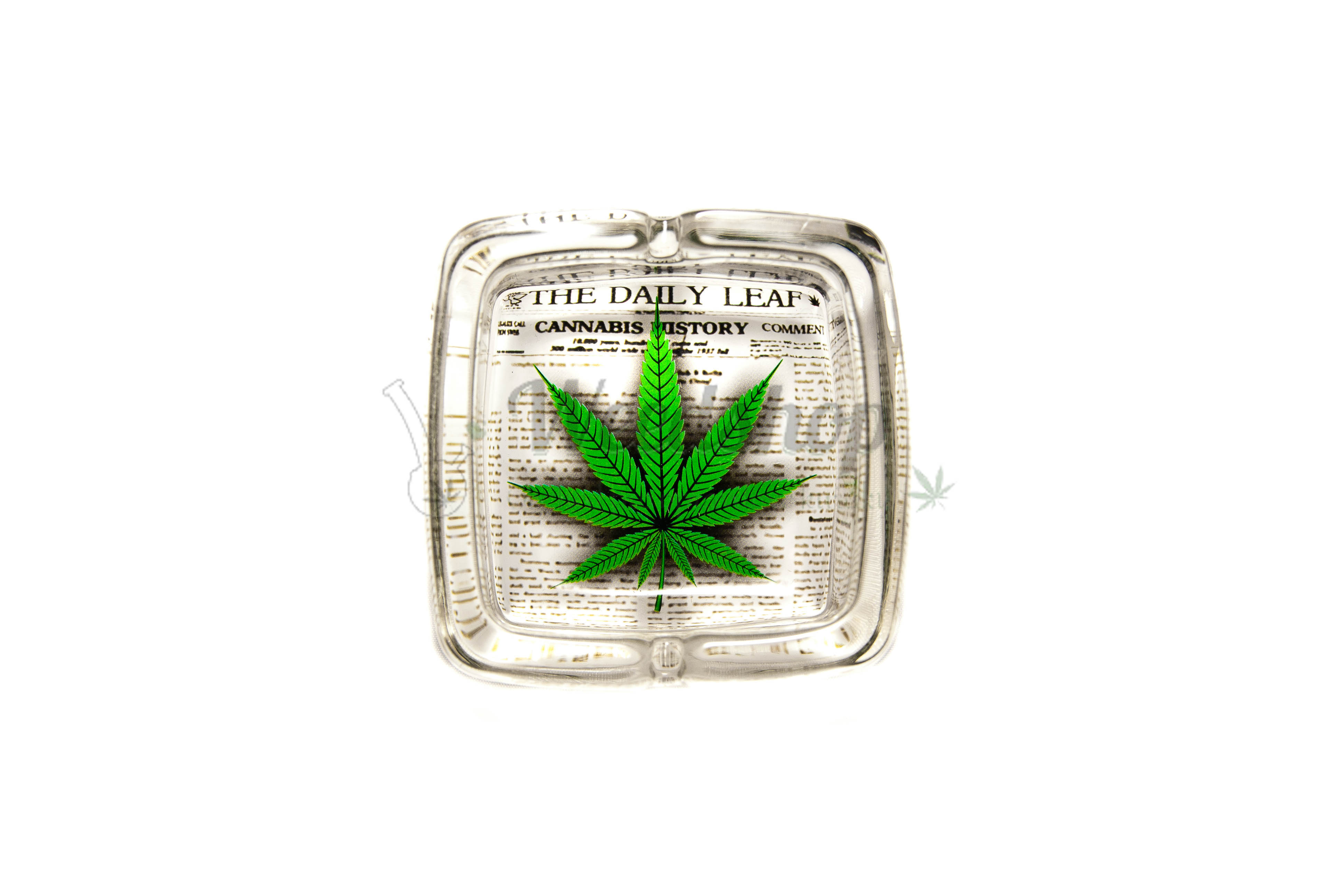 WeedShop Skleněný popelník hranatý - List marihuany Varianty: List news