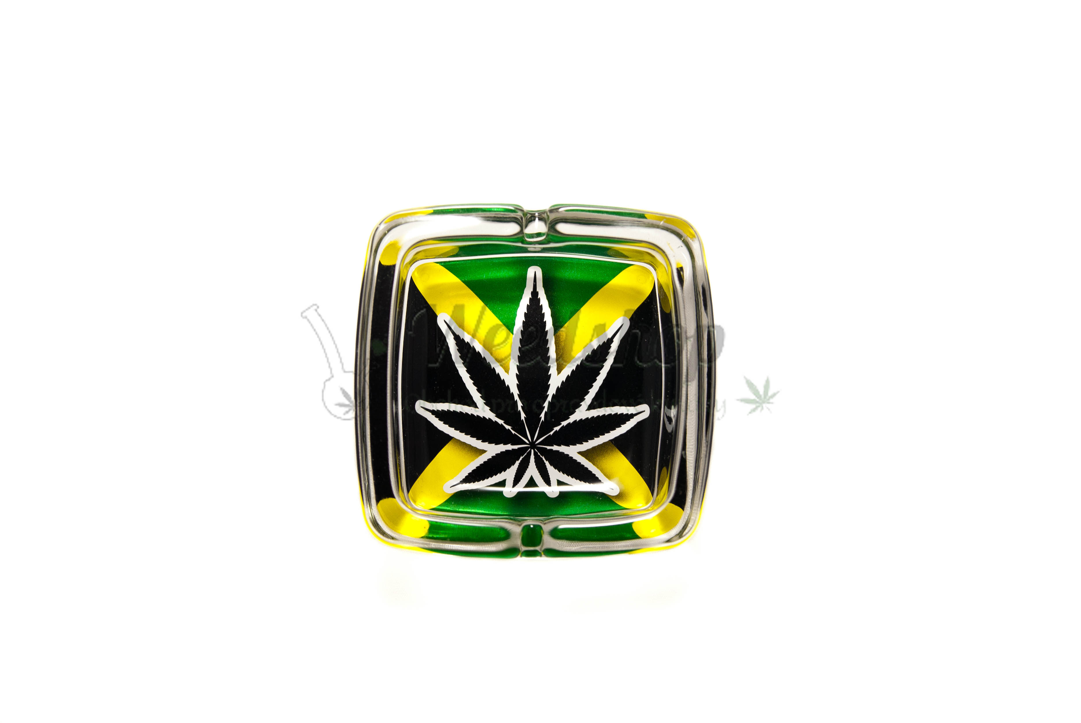 WeedShop Skleněný popelník hranatý - List marihuany Varianty: Konopný list Brazil