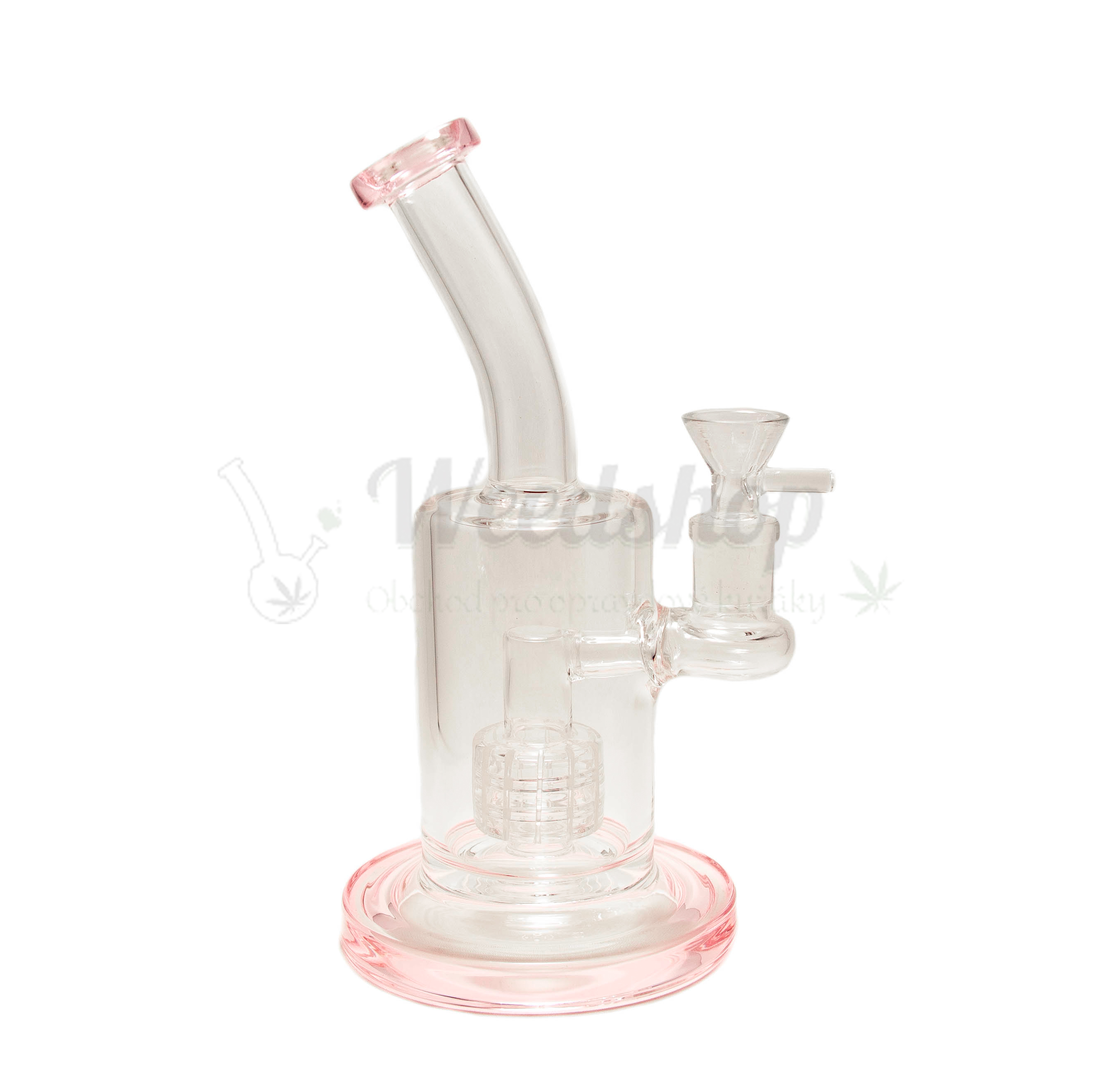 WeedShop Skleněný bong s drum perkolací Barva: Růžová vodní dýmky od výrobce WeedShop WeedShop Skleněný bong s drum perkolací Barva: Růžová