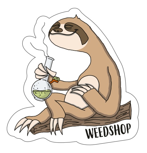 WeedShop Samolepka Lenochod s bongem