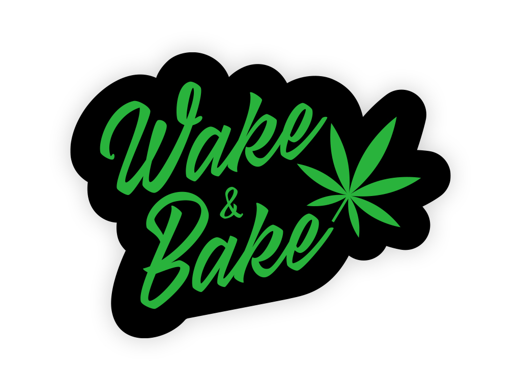 Samolepka Wake&Bake černá - weedshop nášivky od výrobce WeedShop Samolepka Wake&Bake černá - weedshop