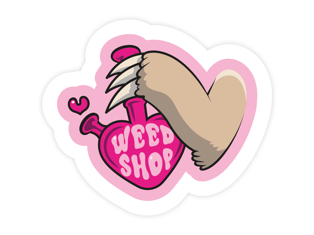 Samolepka růžový bong - weedshop nášivky od výrobce WeedShop Samolepka růžový bong - weedshop