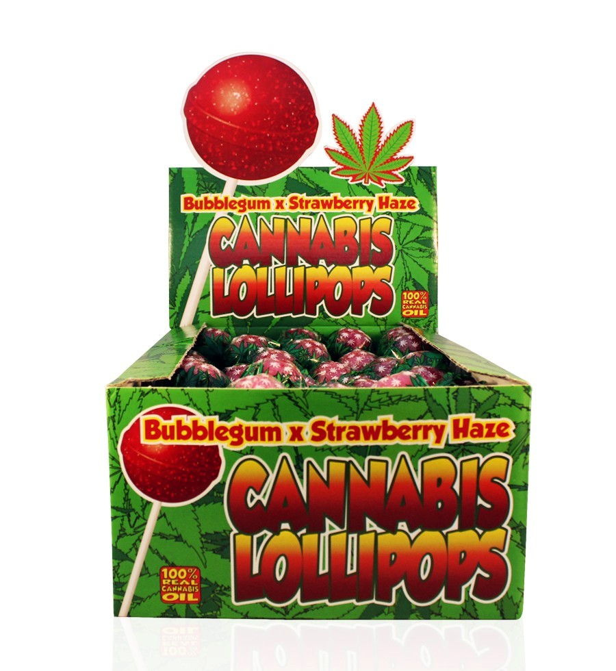Dr. Greenlove Konopné lízátko BubbleGum X Strawberry 17g