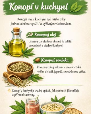 🌿 Kon•pí v kuchyni Kon•pný olej i semínka jsou jednoduchým způsobem, jak obohatit jídelníček o kvalitní rostlinné...