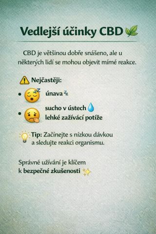 🌿 Možné vedlejší účinky CBD 🌿 CBD je obecně považováno za bezpečnou a dobře snášenou látku, přesto se u některých...