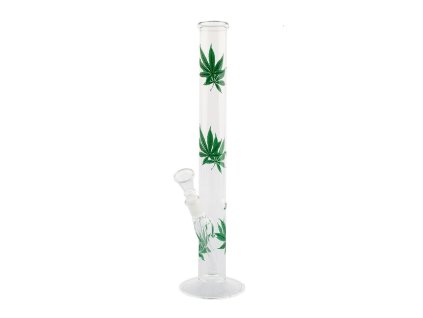 skleneny bong s listy konopi