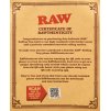 RAW TRAY ROUND certificate