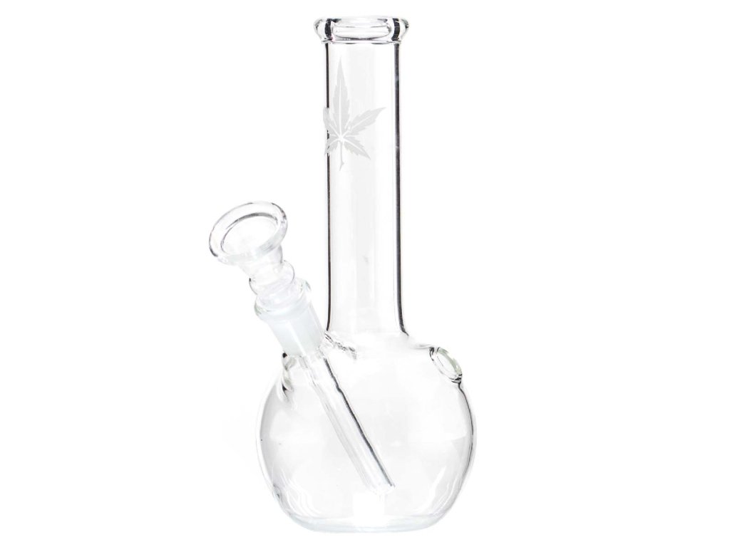 skleneny mini bong s listem