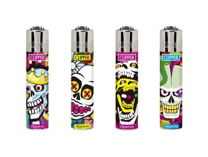 zapalovač clipper fluo skull