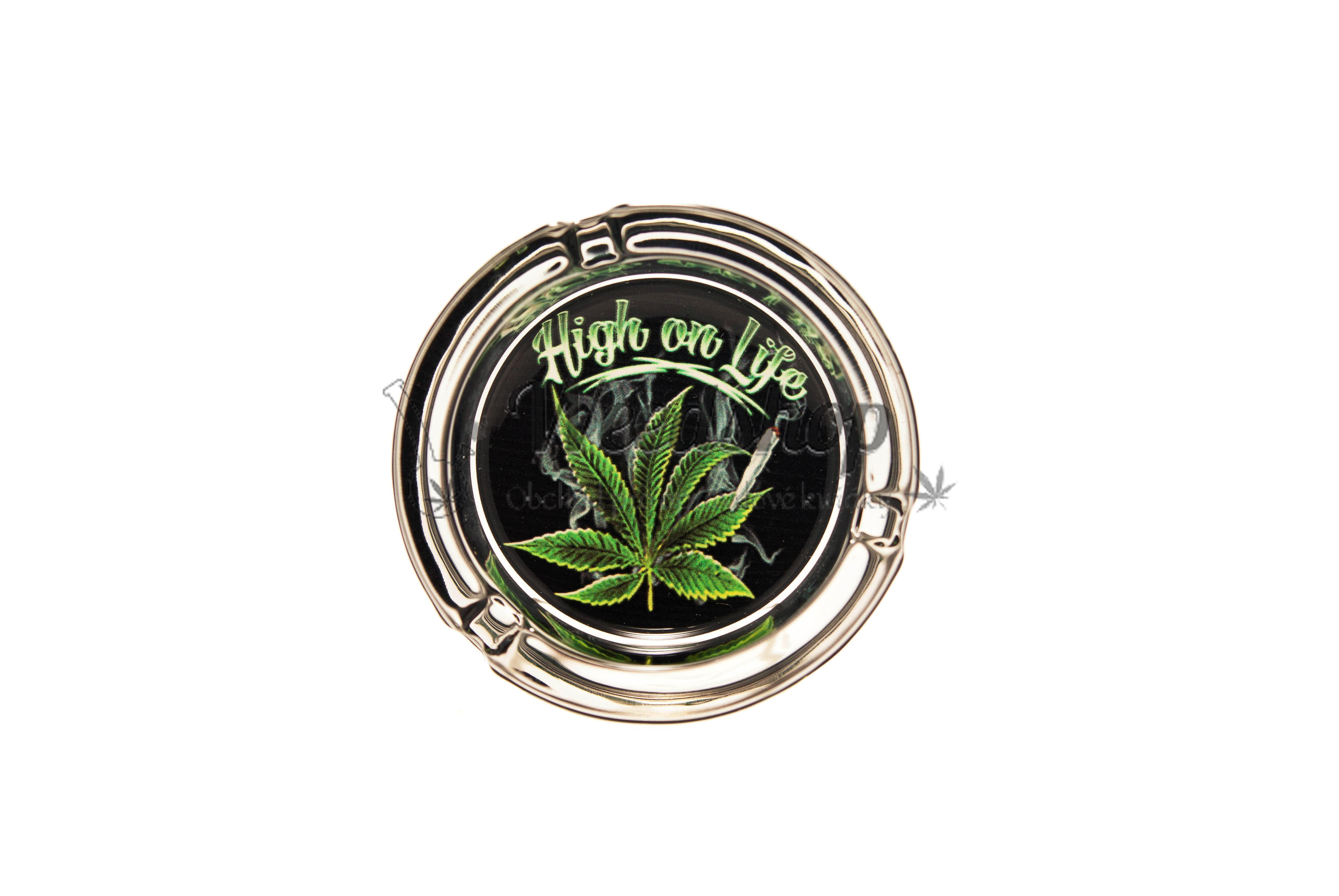 WeedShop Sklenený popolník - Cannabis Skull Varianty: High on life