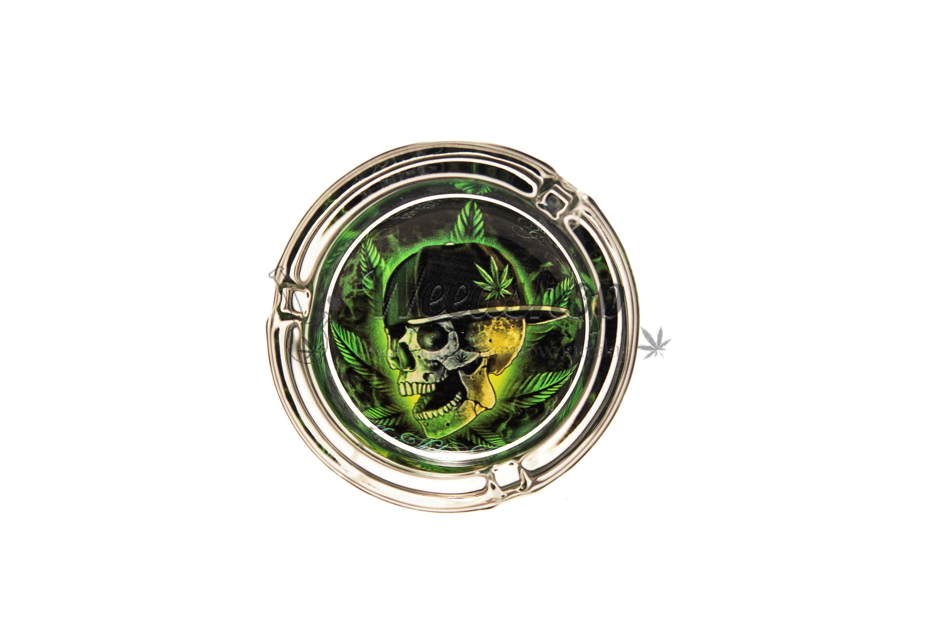 WeedShop Sklenený popolník - Cannabis Skull Varianty: Cannabis leave skull