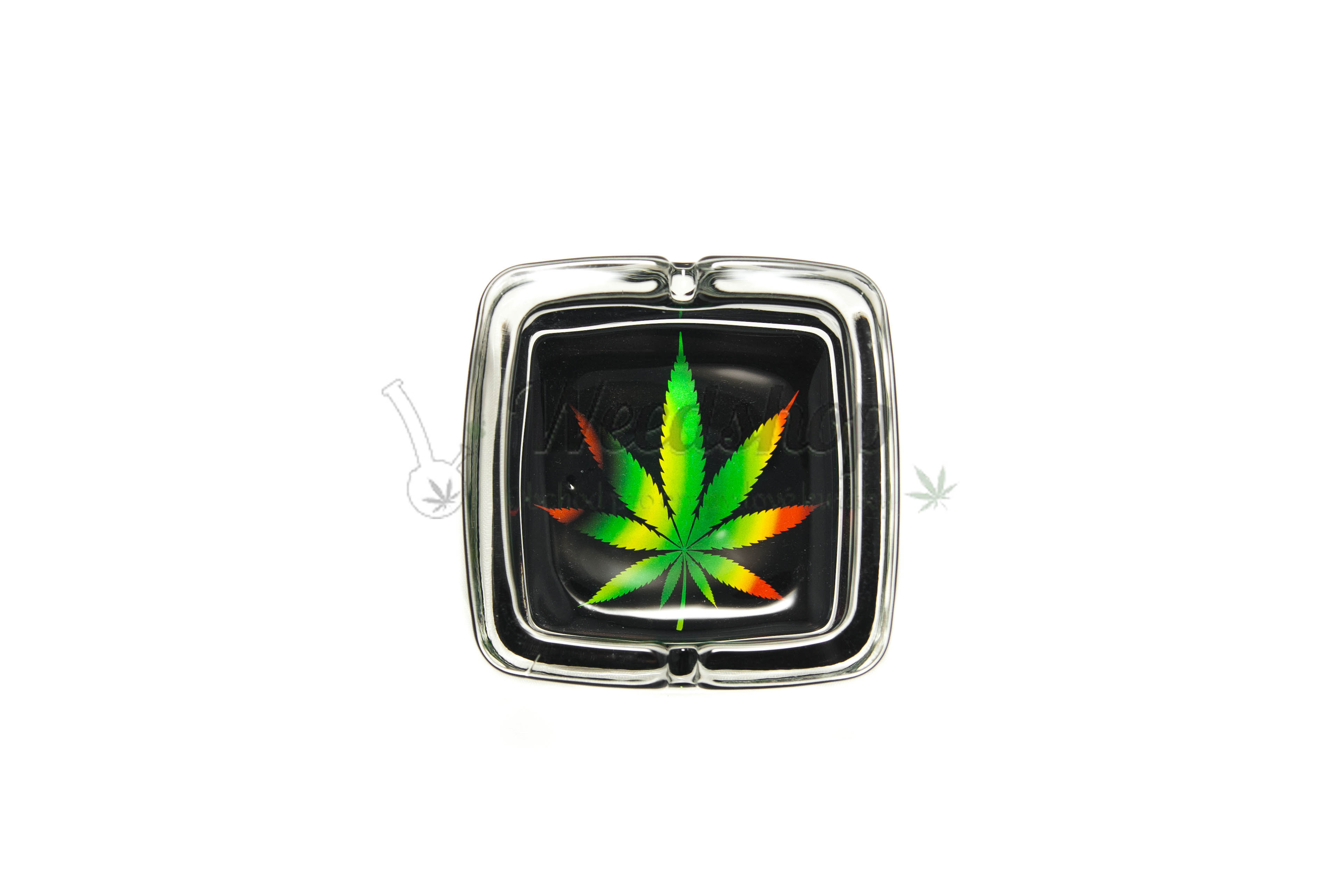 WeedShop Sklenený popolník hranatý - List marihuany Varianty: List color