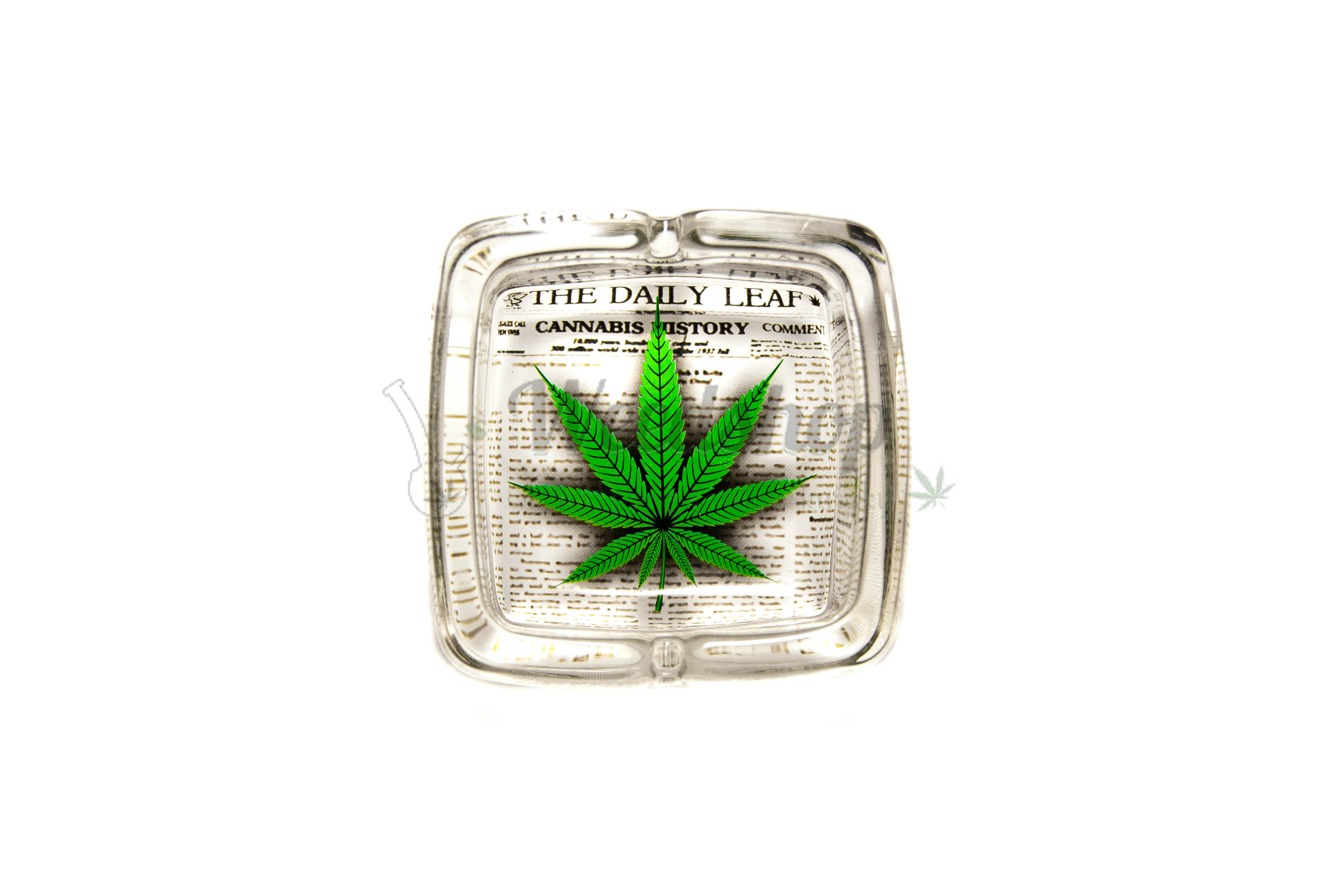 WeedShop Sklenený popolník hranatý - List marihuany Varianty: List news