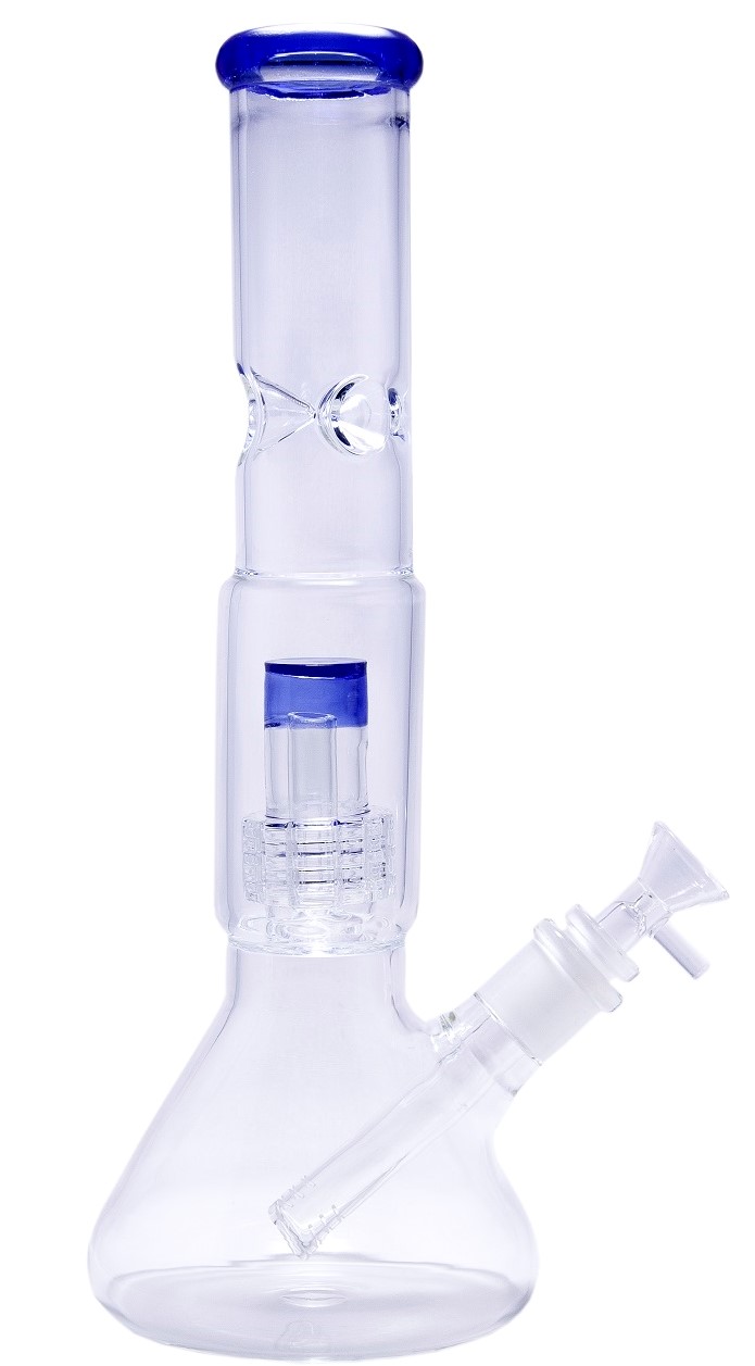 WeedShop Sklenený bong s Drum perkoláciou, 32 cm Farba: Modrá