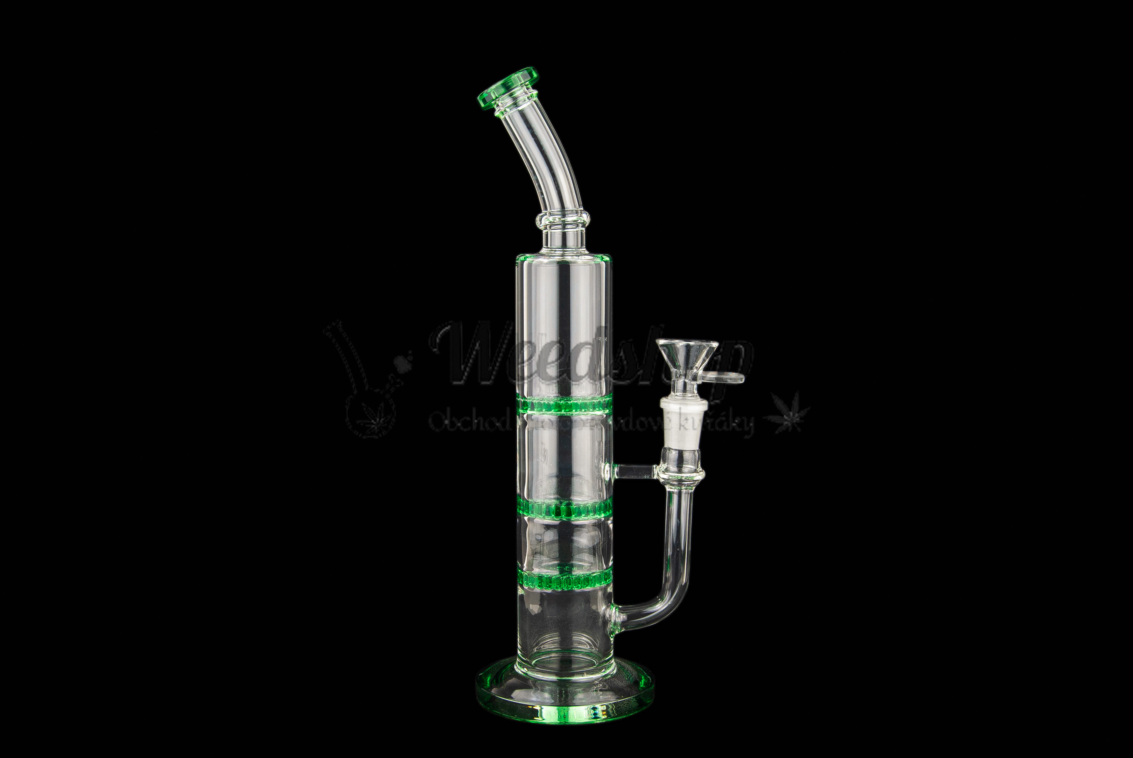 WeedShop Sklenený bong 28 cm s 3x Honeycomb perkolátorom Farba: Zelená
