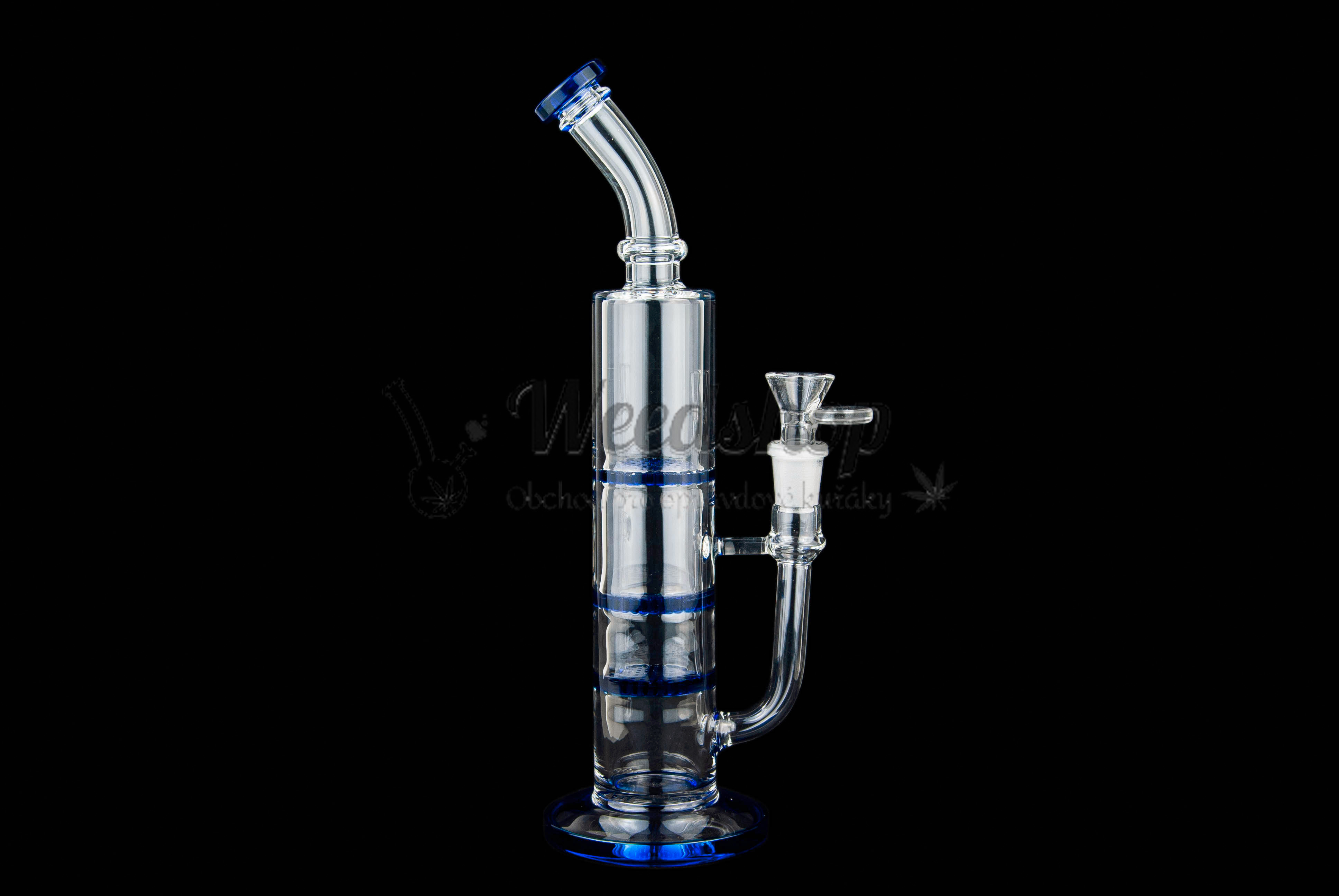 WeedShop Sklenený bong 28 cm s 3x Honeycomb perkolátorom Farba: Modrá