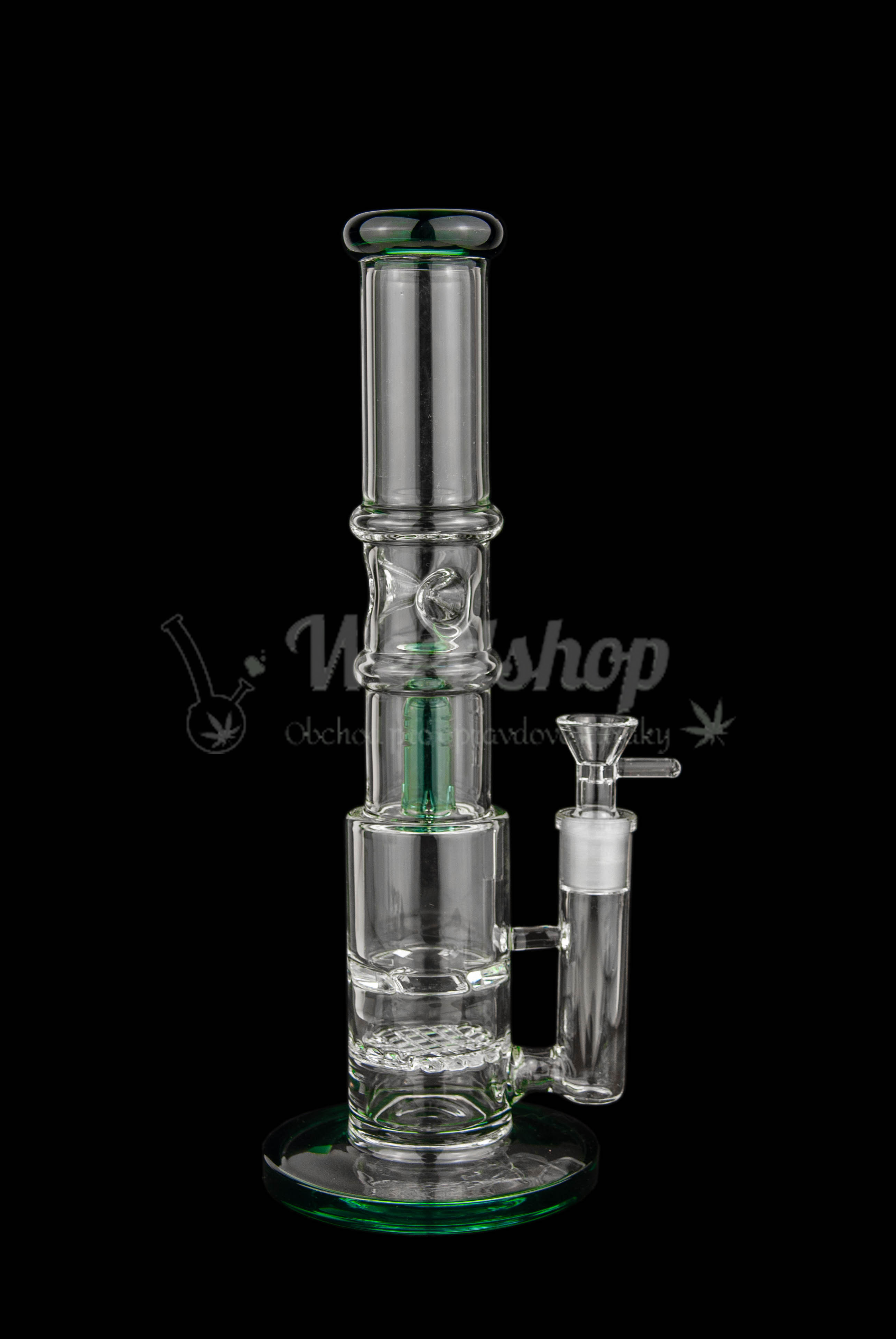 WeedShop Sklenený bong 30 cm s tromi perkoláciami Farba: Zelená
