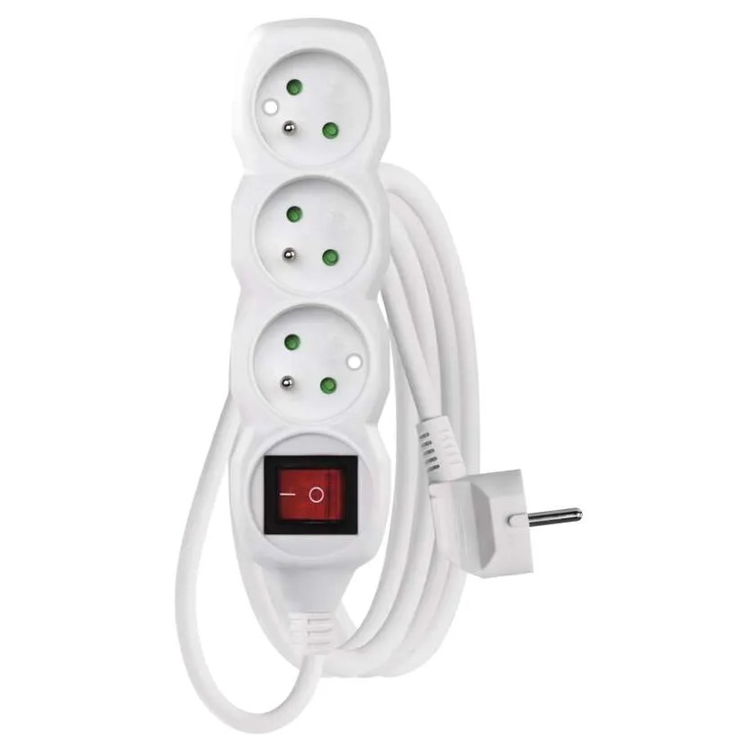EMOS Predlžovací kábel s vypínačom, 3 m, 3 zásuviek a 3x1,5 mm