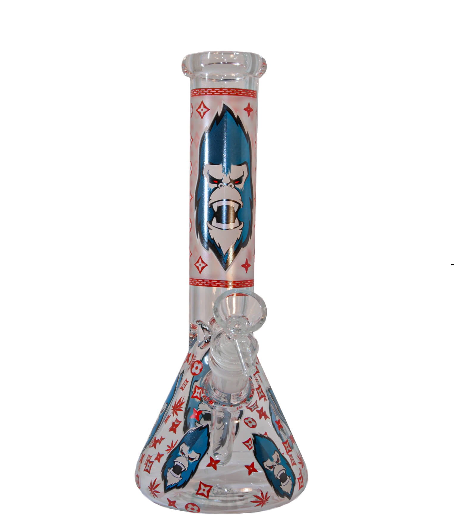 WeedShop Sklenený bong fosforový Monkey Red