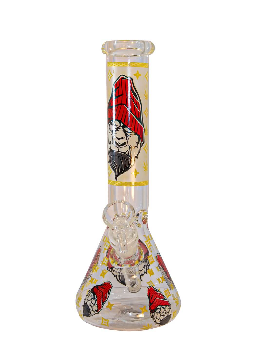 WeedShop Sklenený bong fosforový Monkey Yellow