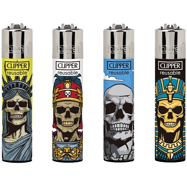 Celá sada zapaľovačov Clipper Monumental Bones