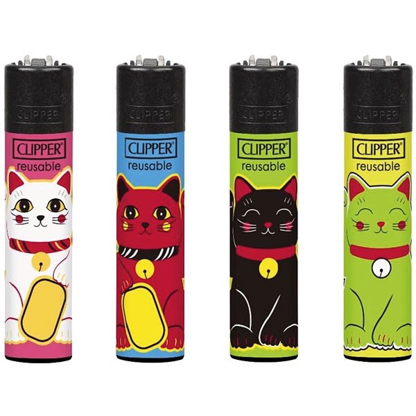 Celá sada zapaľovačov Clipper Lucky Cat