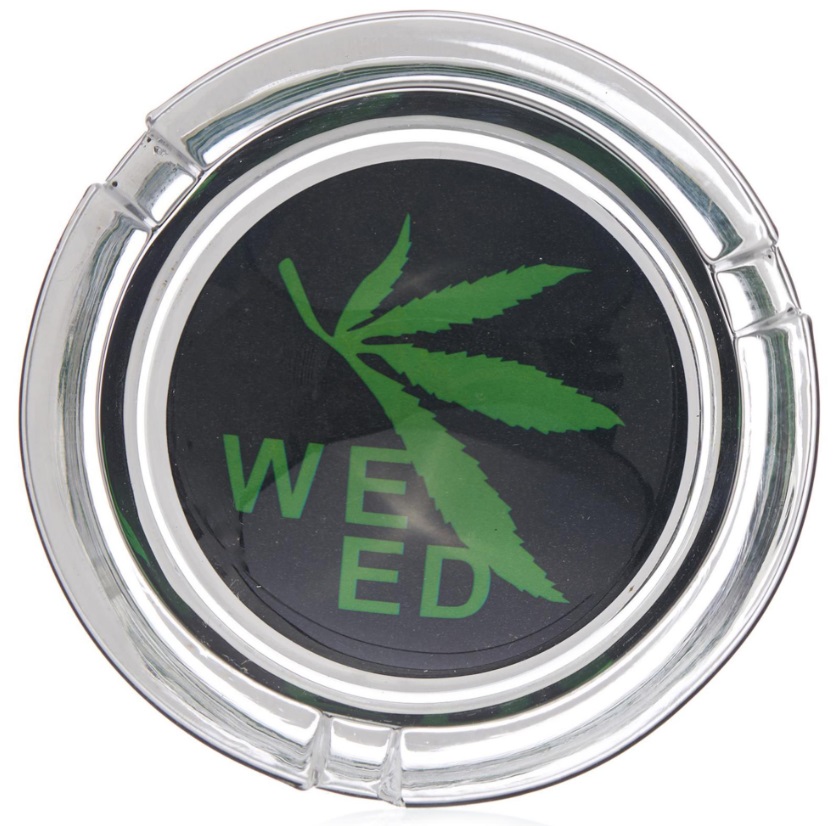 WeedShop Stredná sklenený popolník - konopný dizajn Varianty: Popolník weed
