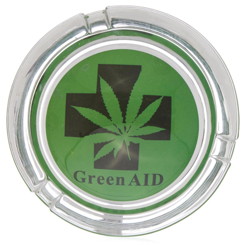 WeedShop Stredná sklenený popolník - konopný dizajn Varianty: Popolník aid