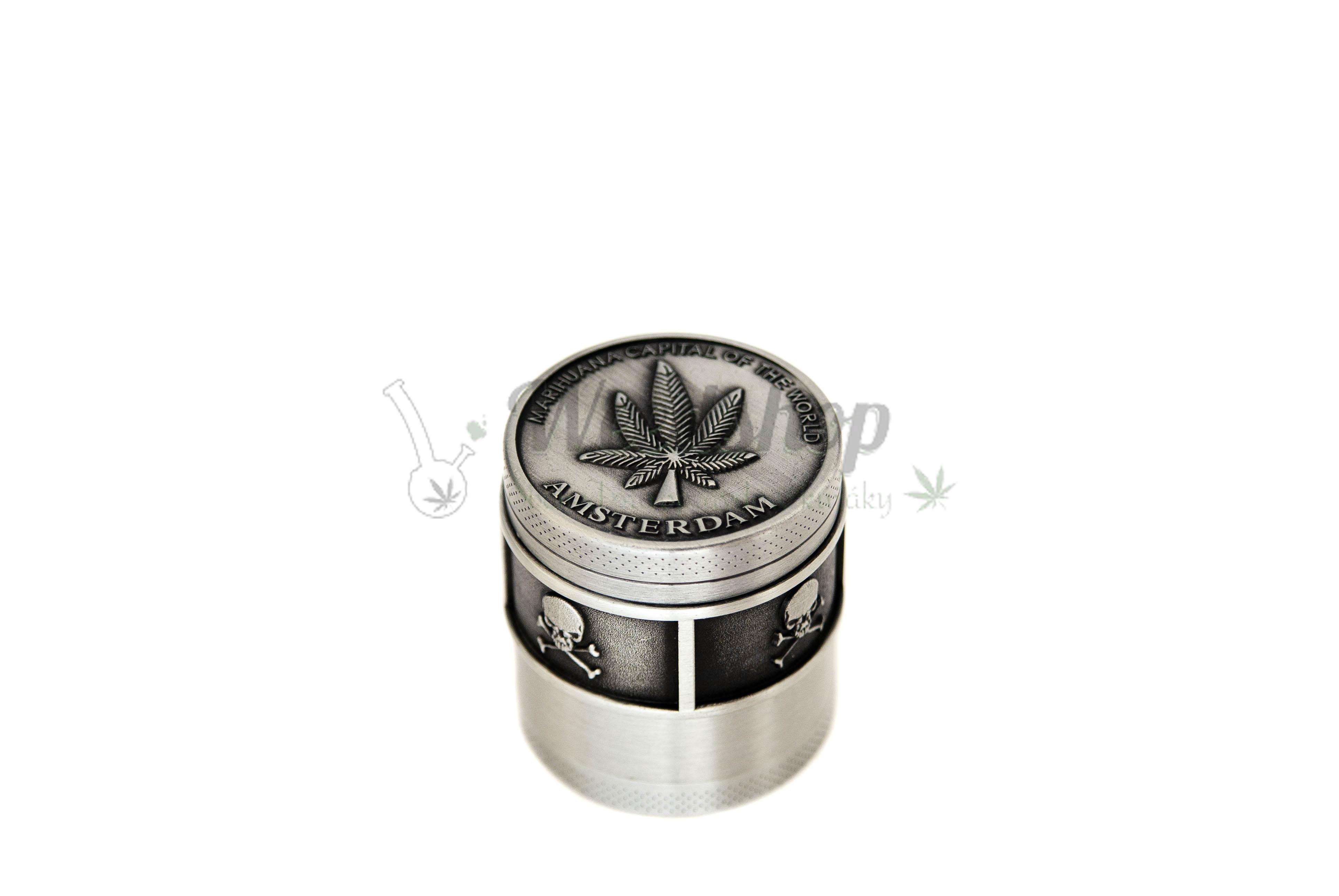 WeedShop Štvordielna drvička strieborná Amsterdam ø 4 cm Varianty: List