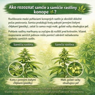 🌿 Viete rozlíšiť samčiu a samičiu rastlinu kon•pe? Správne rozpoznanie pohlavia je základom úspešného pestovania. Samičky...