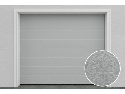 Garážová vrata se zámkem | Woodgrain stříbrná RAL 9006, středová drážka