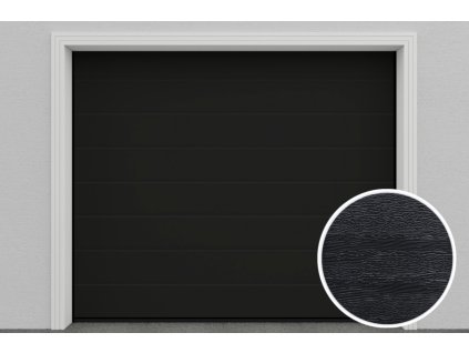 Sekční garážová vrata | Woodgrain Černá RAL 9005 středová drážka
