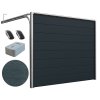 Garagentor Sektionaltor mit Antrieb | Woodgrain Anthrazit RAL 7016, mittige Rille