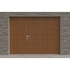 Sektionales Garagentor mit Tür, GoldenOak, WOODGRAIN, mittlere Sicke