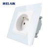 WELAIK Zásuvka skleněná jednoduchá bílá logo
