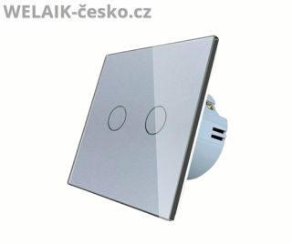 Skleněný dotykový vypínač dvojitý schodišťový/křížový kompletní ř.6+6-5B šedý Moderní řešení pro komfortní ovládání světel...