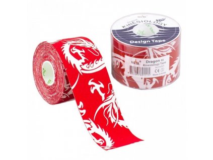 NASARA Kinesiology Tape Dragon, kineziologická tejpovacia páska, červená, 5cm x 5m