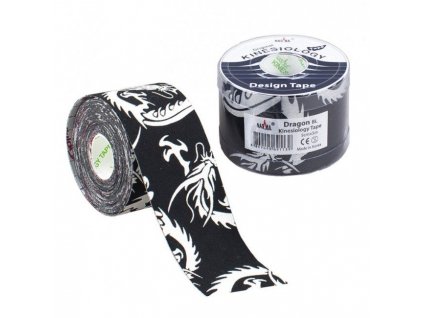 NASARA Kinesiology Tape Dragon, kineziologická tejpovacia páska, čierna, 5cm x 5m