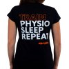 Spophy T-Shirt, tričko s nápisom Train Physio Sleep Repeat, dámske