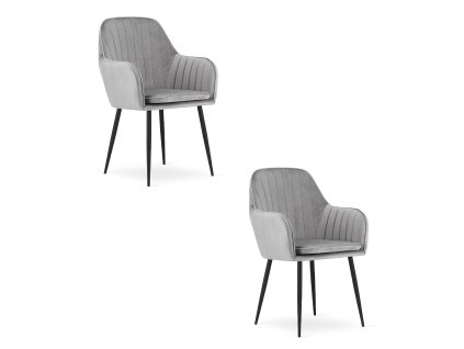 Židle LUGO - stříbrošedý samet / černé nohy x 2