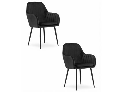 Židle LUGO - černý samet / černé nohy x 2