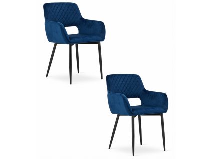 Židle AMALFI - modrý samet x 2