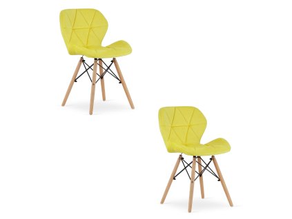 Sametová židle LAGO - žlutá x 2