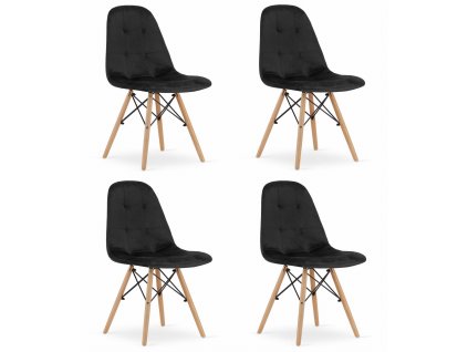 Židle DUMO - černý samet x 4