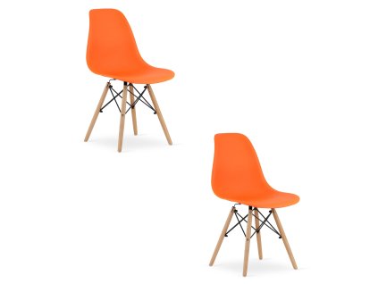 Židle OSAKA oranžová / přírodní nohy x 2