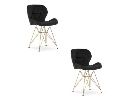Židle NEST - černý samet / zlaté nohy x 2