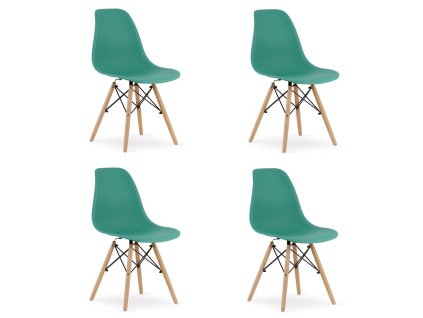 Židle OSAKA zelená / přírodní nohy x 4