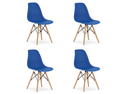Židle OSAKA modrá / přírodní nohy x 4